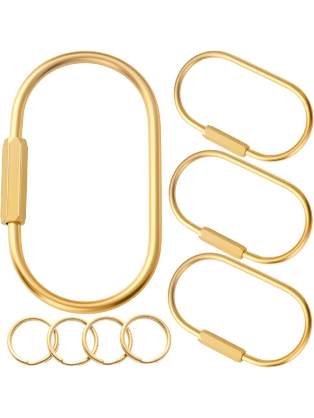 Gold Carabiner Keychain Clip with Lock, Stylish Bag Charms & Key Ring